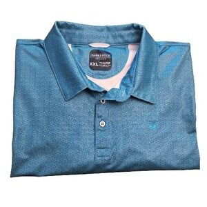 Panhandle Performance Polo Shirt Men's Size 2X Teal Blue Patterned Short Sleeve